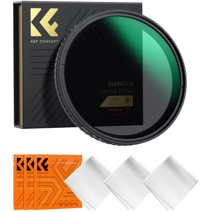 K&F 86MM Nano-X Variable/Fader ND Filter, ND2~ND32, W/O Black Cross with 3pcs cleaning cloths K&F Concept