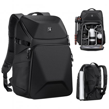 Camera Backpack 20L Large Waterproof Camera Bag with Front HardShell, Black K&F Concept