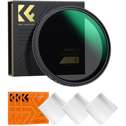 K&F 49MM Nano-X Variable/Fader ND Filter, ND2~ND32, W/O Black Cross with 3pcs cleaning cloths K&F Concept