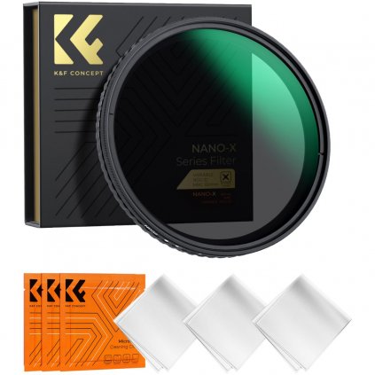 K&F 62MM Nano-X Variable/Fader ND Filter, ND2~ND32, W/O Black Cross with 3pcs cleaning cloths K&F Concept