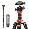 198cm Aluminum Camera Tripod, 3-section Central Axis Travel Tripod with 32mm Metal Ball Head Load Capacity 12KG K&F Concept