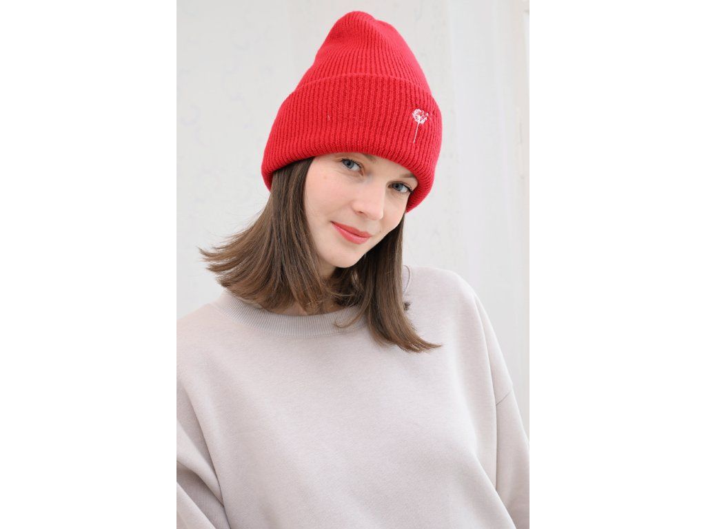 Červená čepice s pampeliškou