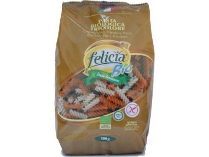 Těstoviny rýžové FUSILLI tricolore bezl. 500 g BIO FELICIA