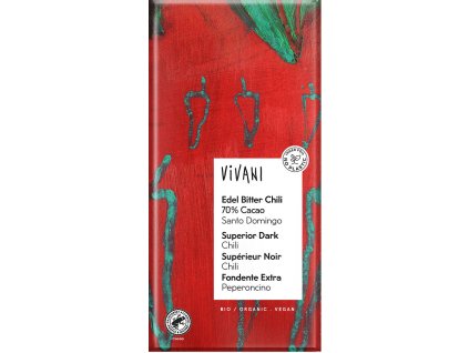 Čokoláda hořká s chilli 70 % 100 g BIO VIVANI