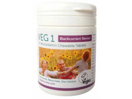 Žvýkací multivitamínové tablety VEG1 s příchutí Černý rybíz 90 tbl.