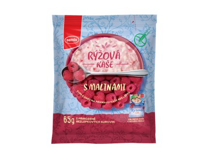 Kaše rýžová s malinami bezl. 65 g SEMIX