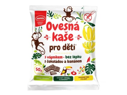 Kaše ovesná pro děti čokoláda, banán bezl. 50 g SEMIX