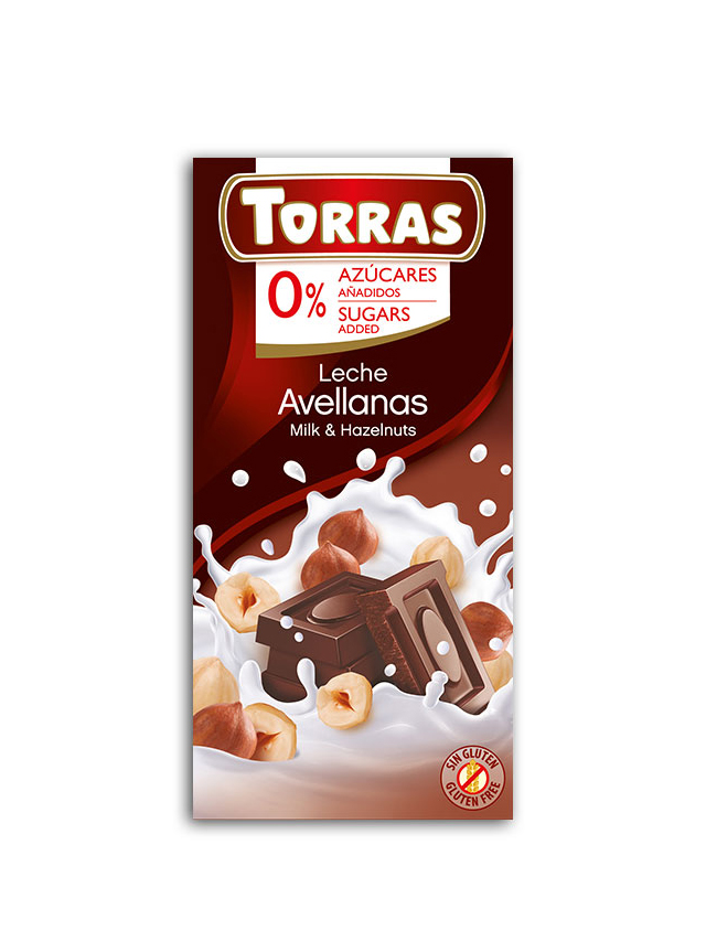 Čokolada mléčná s lískovými ořechy TORRAS 75 g