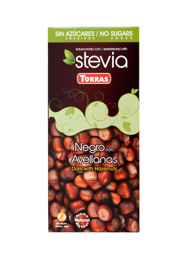 Čokoláda Stevia s liskovými oříšky TORRAS 125 g