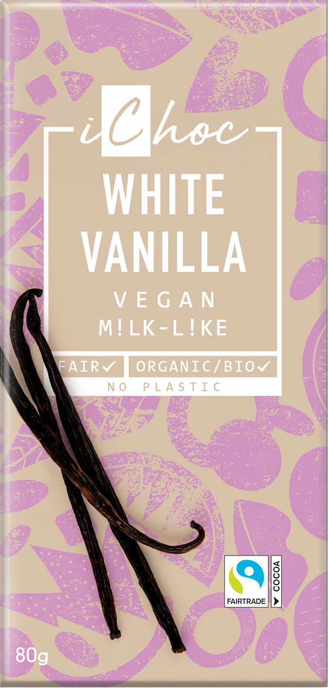 Vegan bílá čokoláda s vanilkou iChoc 80 g BIO