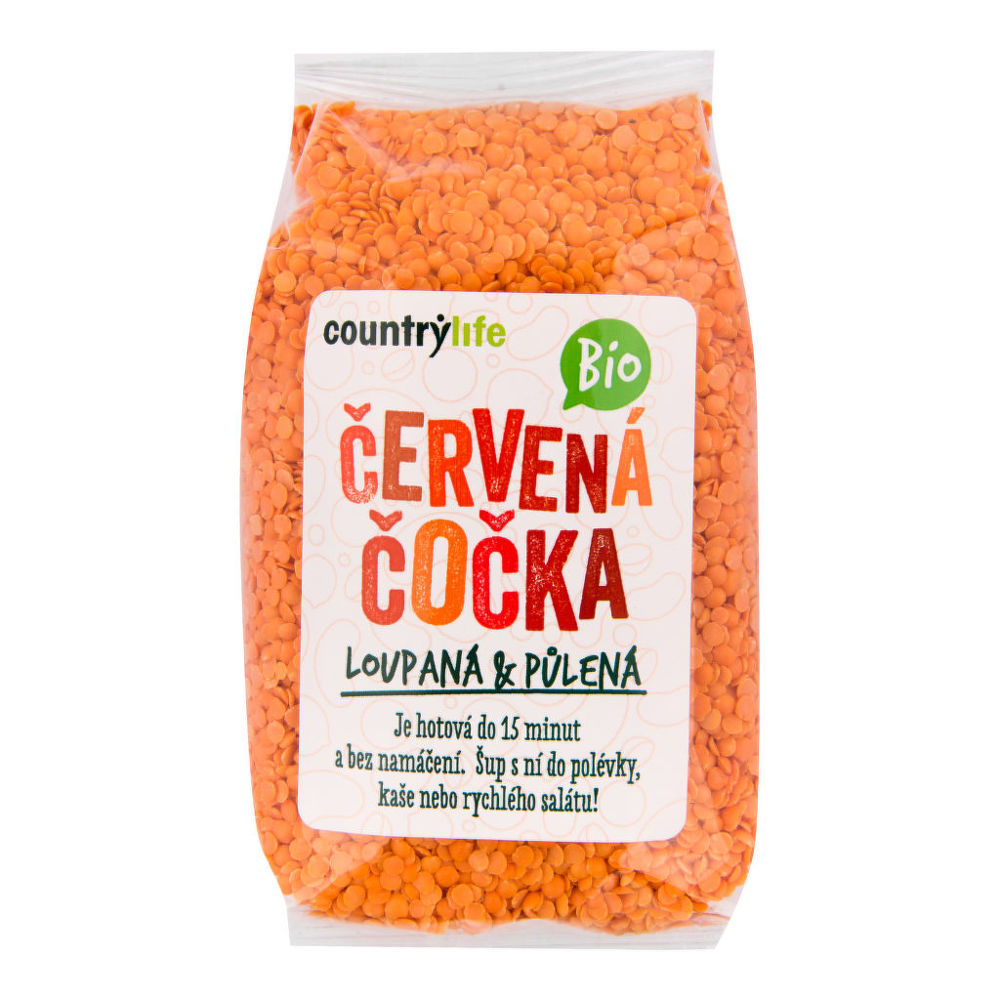 Čočka červená půlená COUNTRY LIFE BIO 500 g