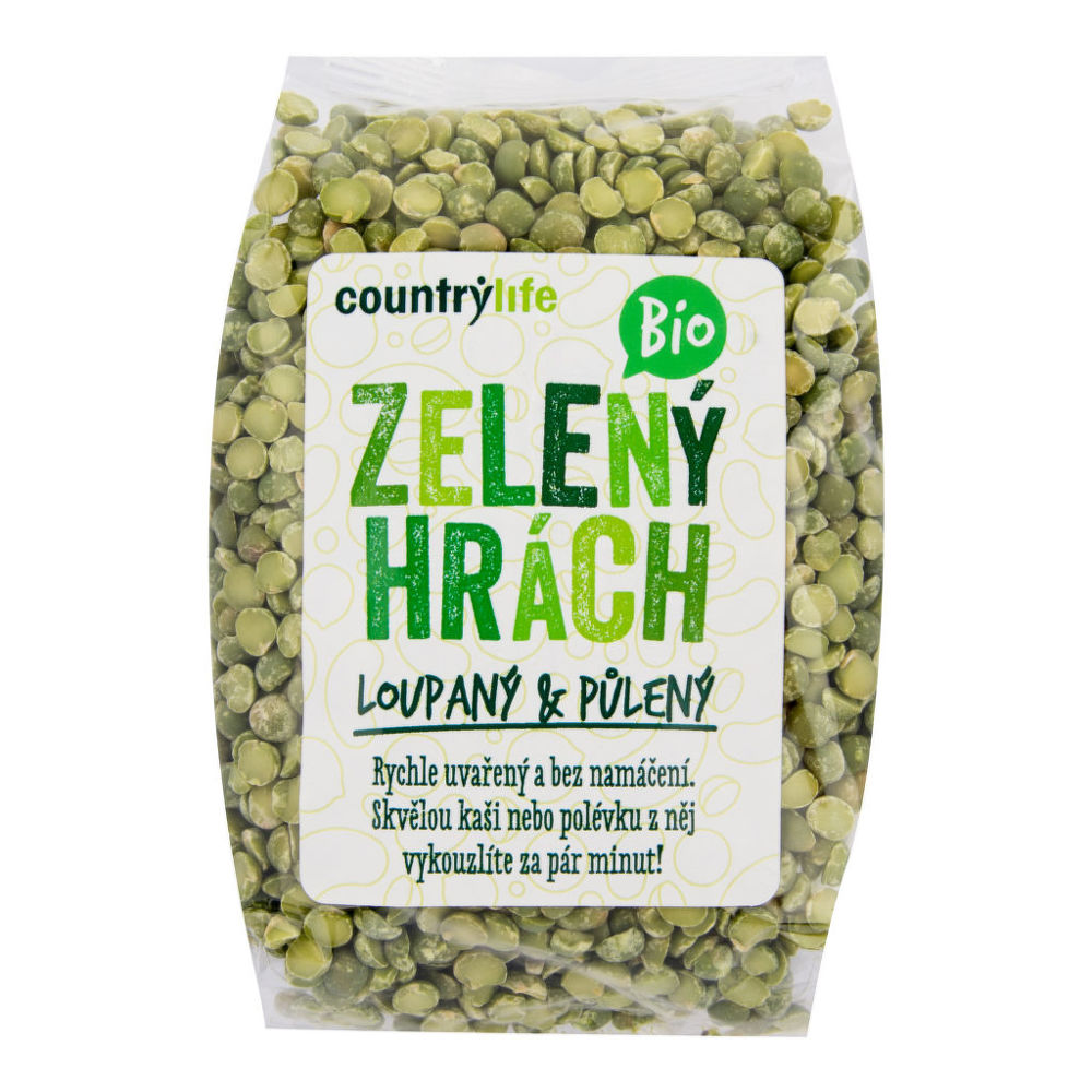 Fotografie Hrách zelený půlený COUNTRY LIFE BIO 500 g