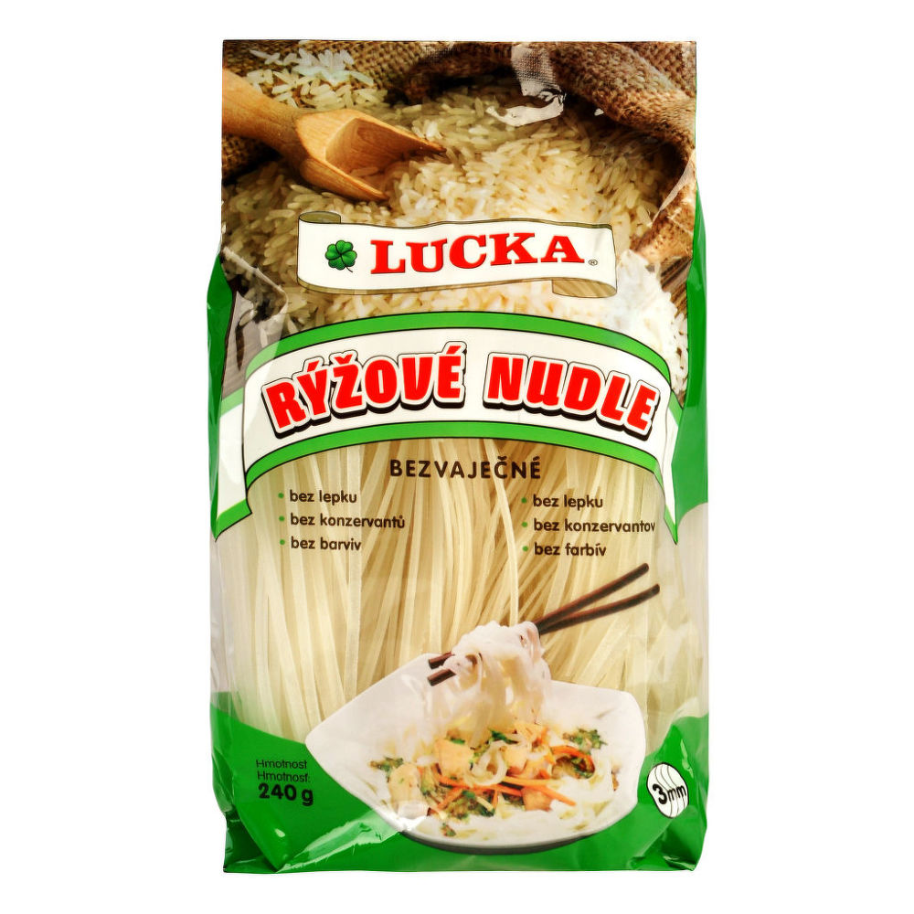 Těstoviny nudle rýžové bezlepkové LUCKA 240 g