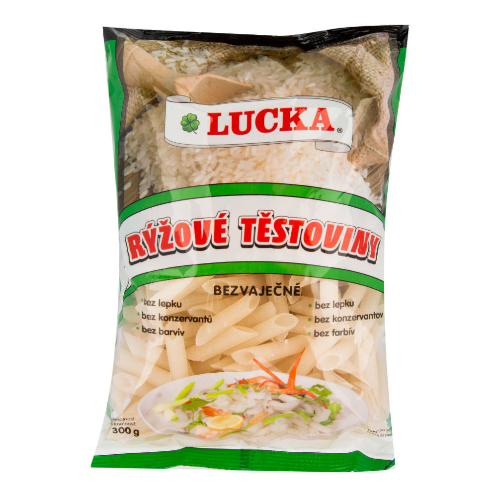 Těstoviny penne rýžové bezlepkové LUCKA 300 g