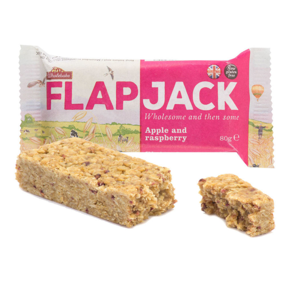 Fotografie Wholebake Flapjack ovesný malina-jablečná šťáva bezlepkový 80 g