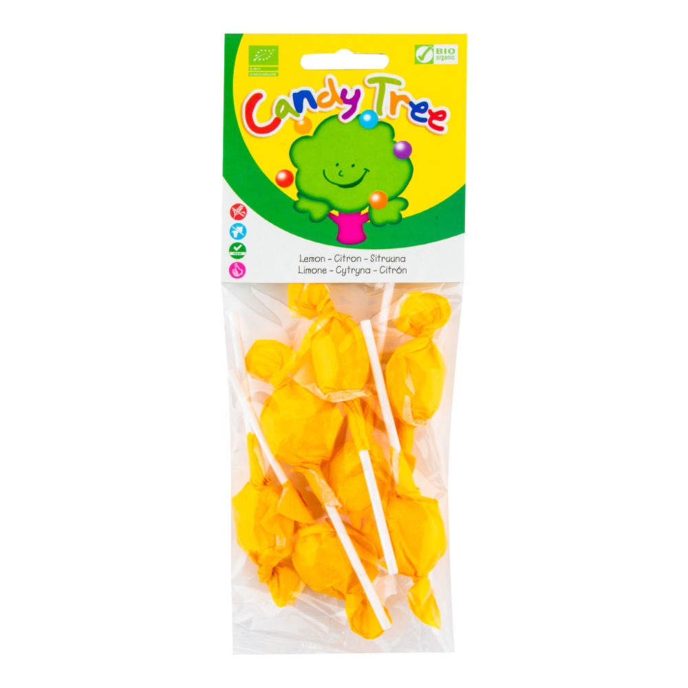 Fotografie Lízátka s příchutí citronu bezlepková CANDY TREE BIO 7×10 g