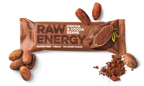 Fotografie Bombus tyčinka RAW energy cocoa&cocoa beans 50 g