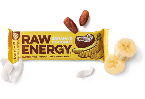 Fotografie BOMBUS Raw Energy Banana&Coconut 50 g