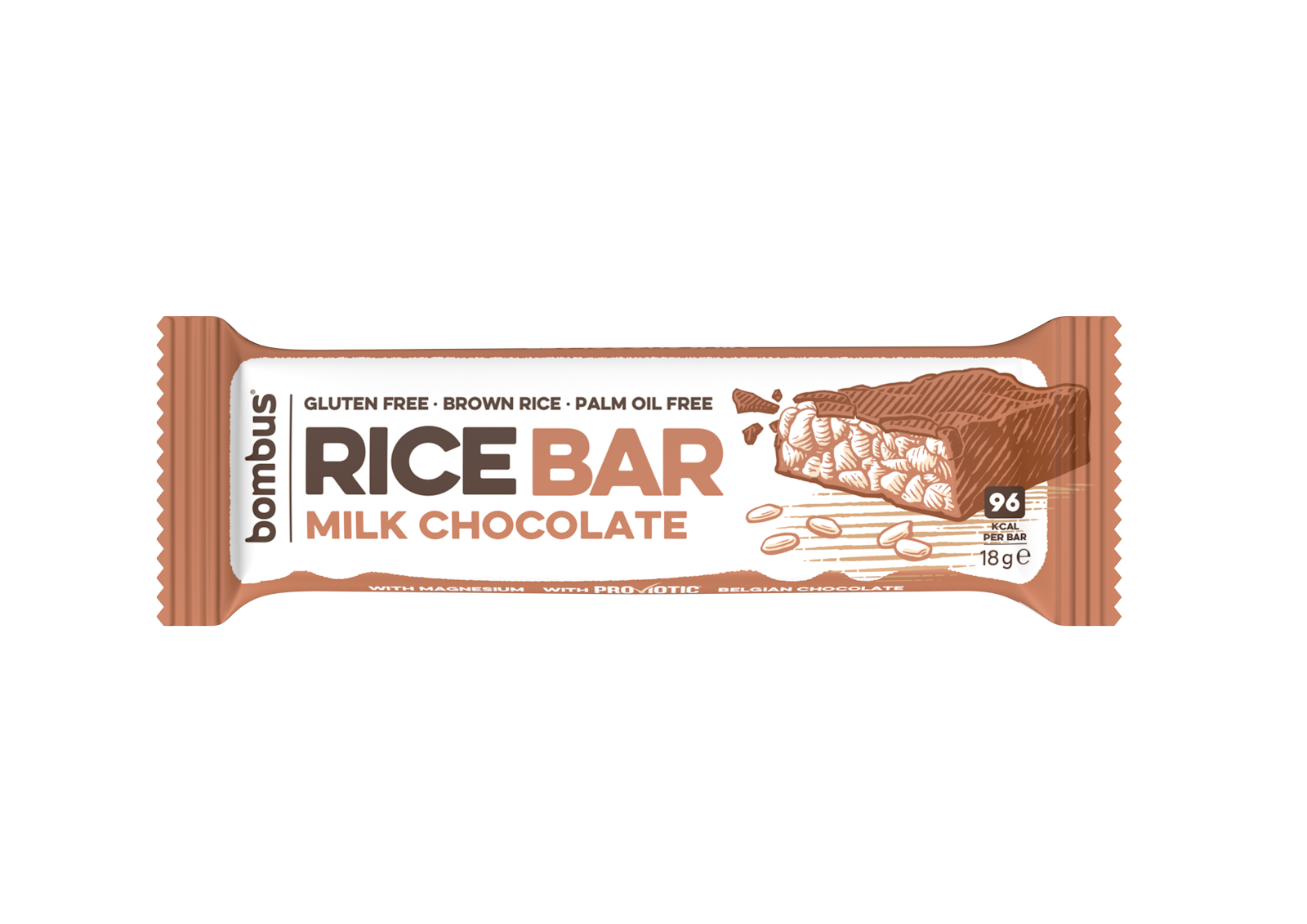 Fotografie BOMBUS Rice Bar Milk Chocolate 18 g
