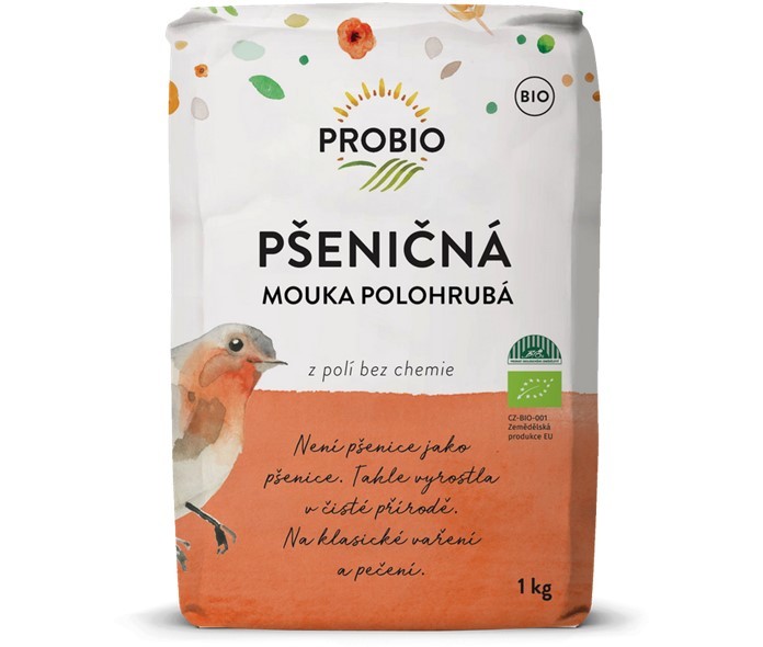 Fotografie Mouka pšeničná bílá polohrubá PROBIO BIO 1 kg