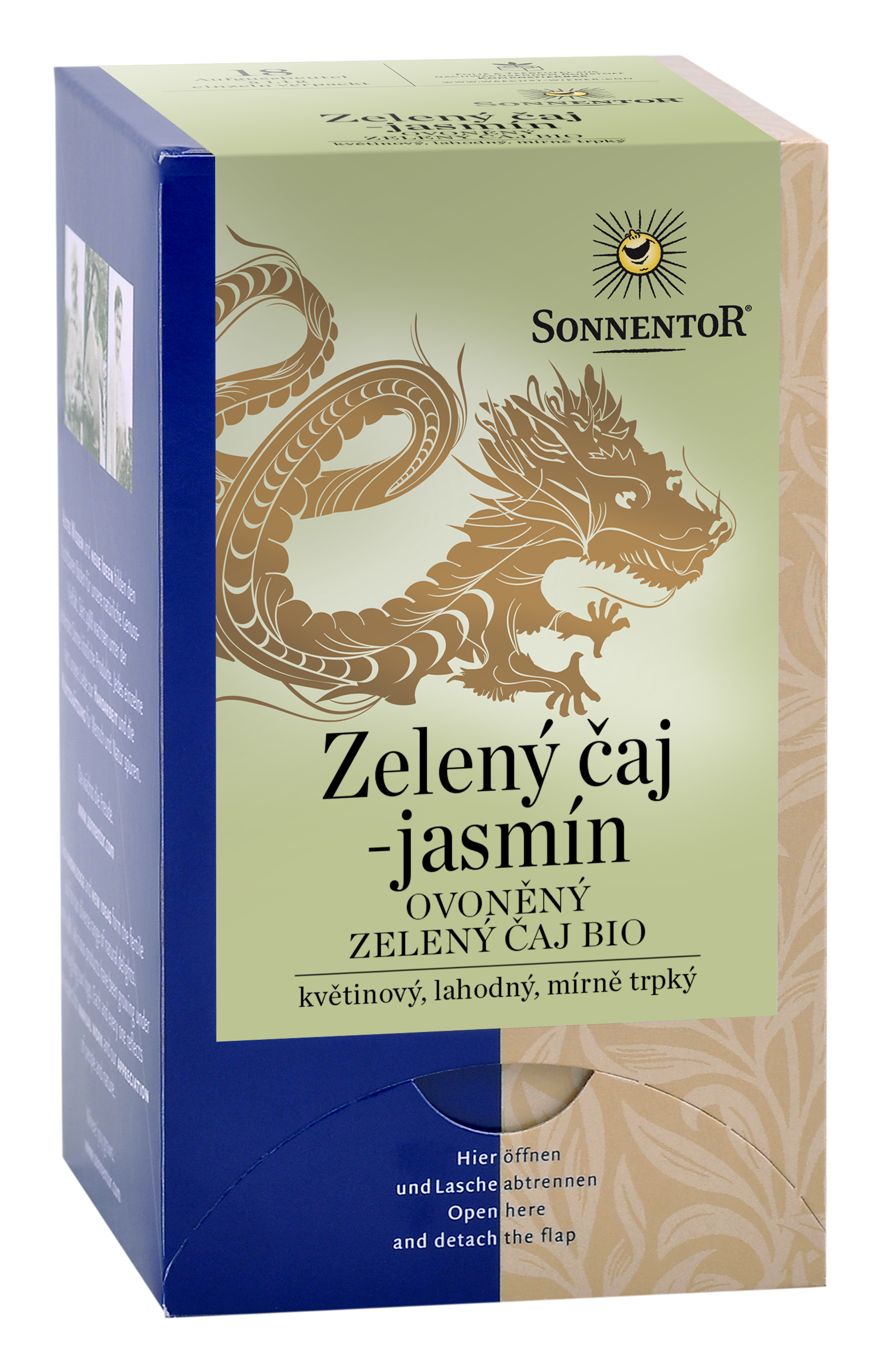 Půvabná Jasmín BIO ovoněný zelený čaj 18x1,5 g SONNENTOR