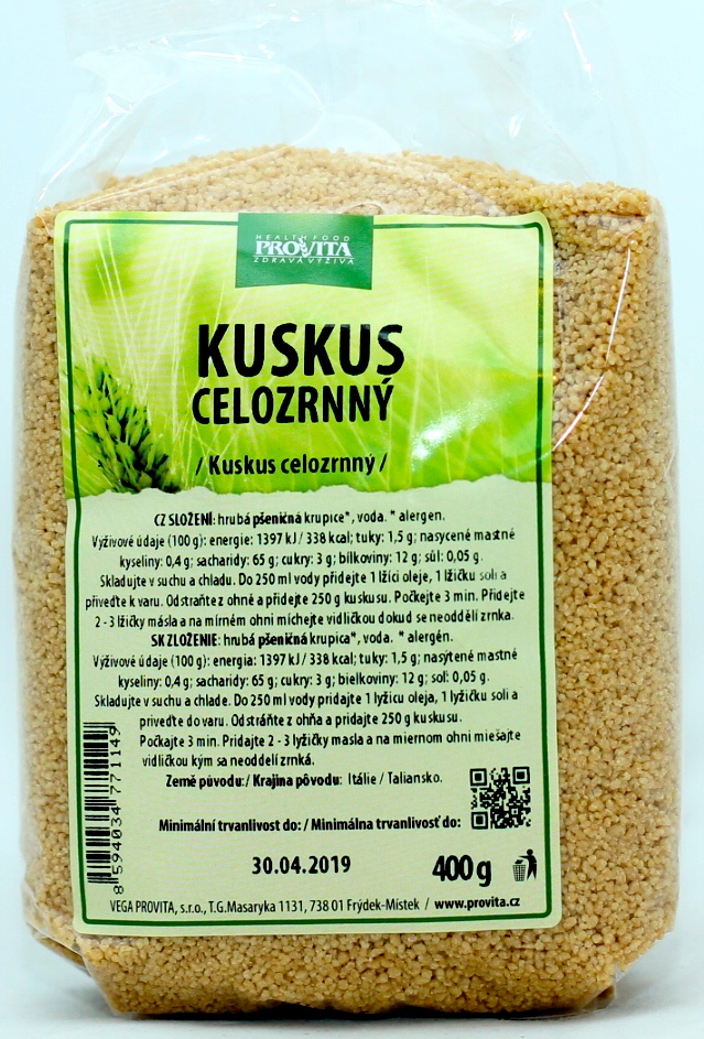 Kuskus celozrnný 400 g PROVITA