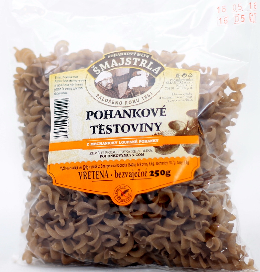 Fotografie Těstoviny pohankové vřetena bezl. 250 g ŠMAJSTRLA