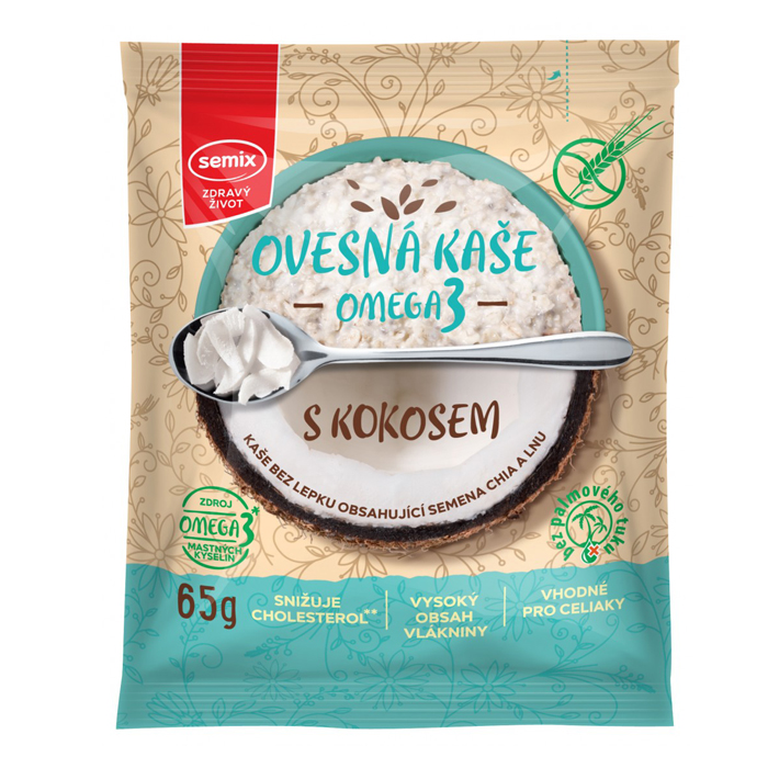 Kaše ovesná Omega3 kokos bezl. 65 g SEMIX