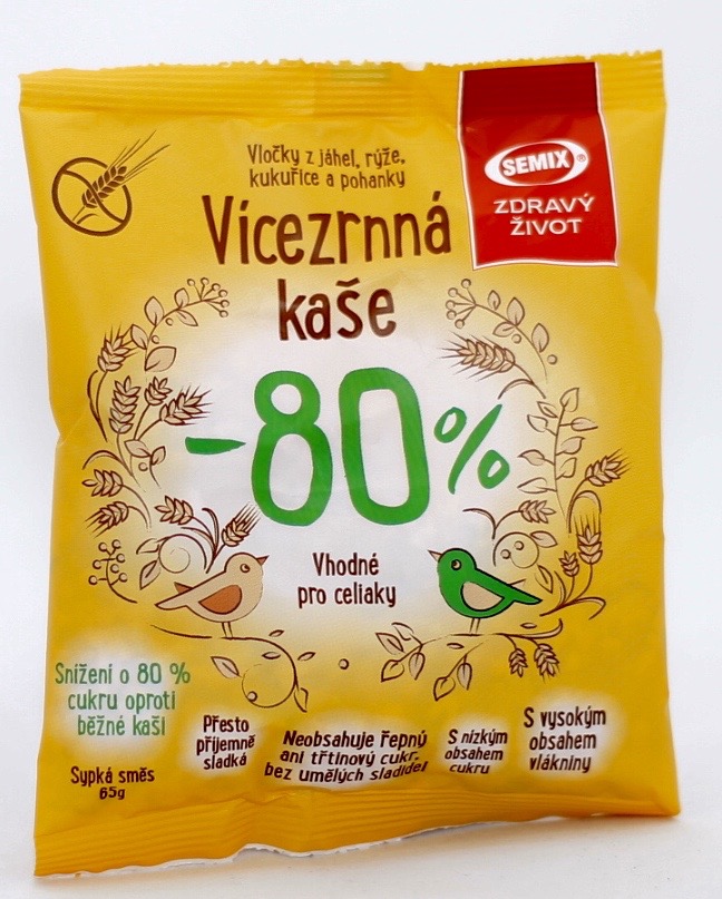 Kaše vícezrnná -80% cukru bezl. 65 g SEMIX