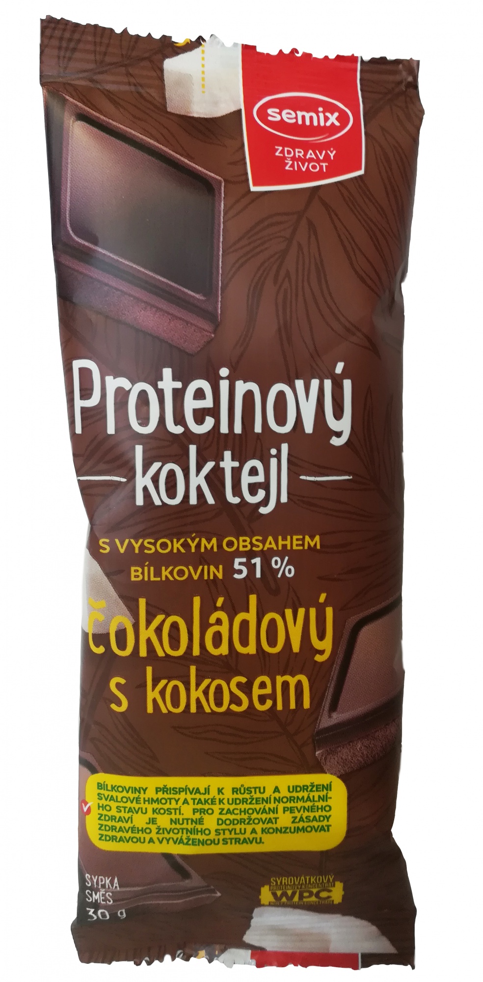 Koktejl Protein čokoládový s kokosem 30 g SEMIX