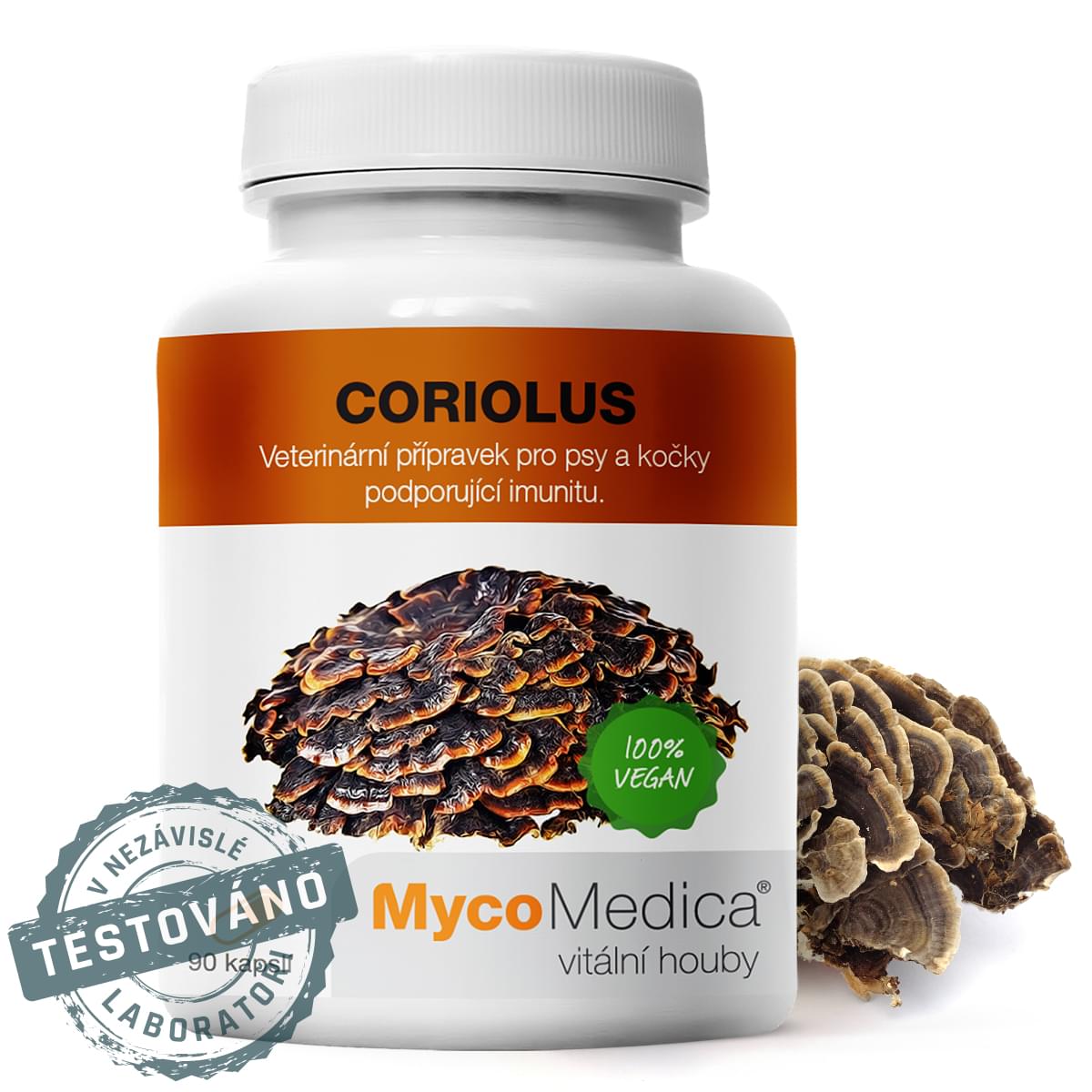 Fotografie MYCOMEDICA Coriolust rostlinné vegan kapsle 90x500 mg extraktu MycoMedica