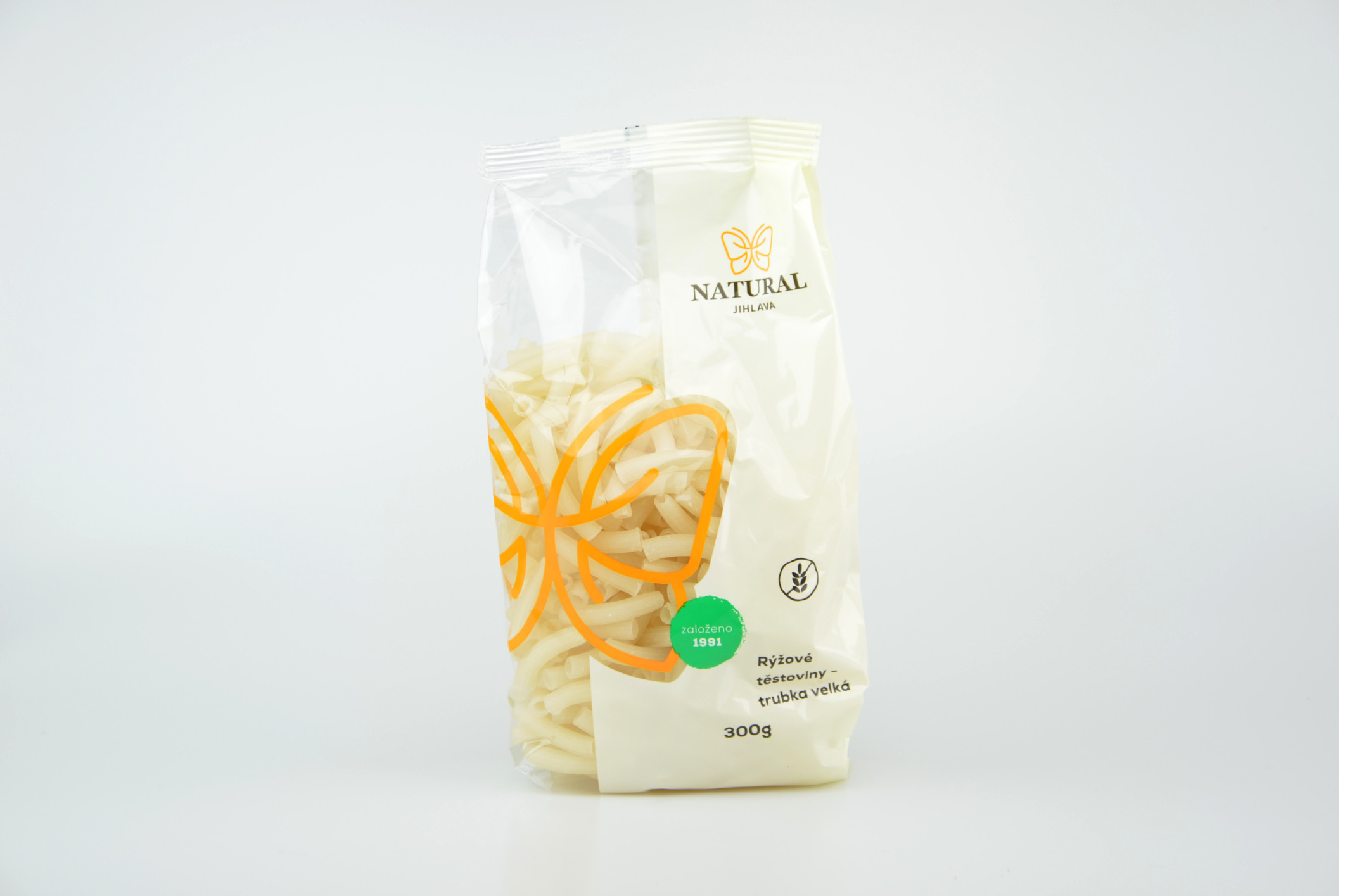Fotografie Rýžové těstoviny bez lepku trubka velká NATURAL 300 g