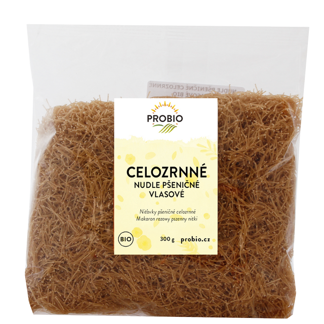 Fotografie Nudle pšeničné celozrnné vlasové PROBIO BIO 300 g