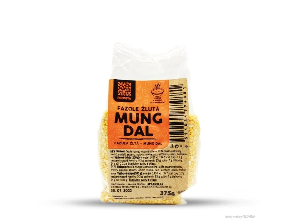 Fazole žlutá loupaná Mung dál 375 g PROVITA