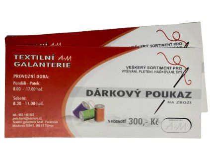 Dárková poukázka do Textilní galanterie A+M na galanterní zboží