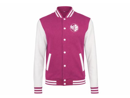 Růžovobílá mikina COLLEGE JACKET BK OPAVA dětská