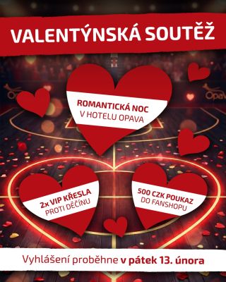 VALENTÝNSKÁ SOUTĚŽ s BK OPAVA! ♥️🏀 Chcete zažít basket a romantiku v jednom balíčku? Spojili jsme síly a připravili pro...