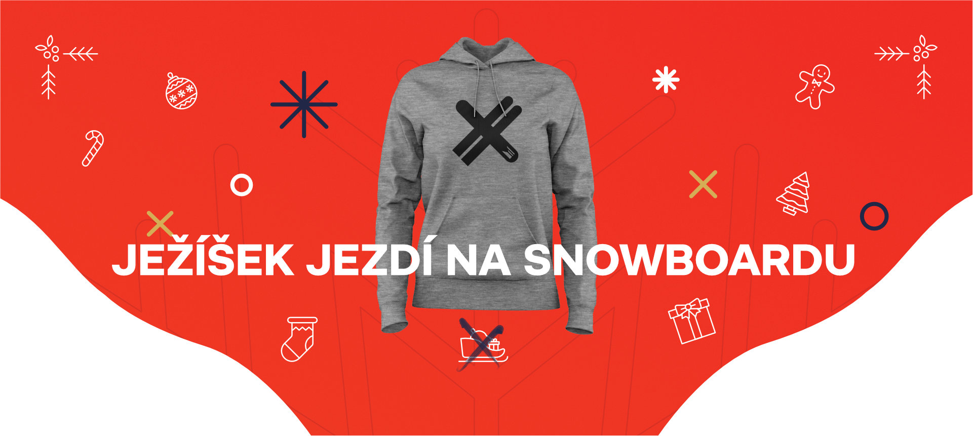 Vánoční grafika_Ježíšek jezdí na snowboardu