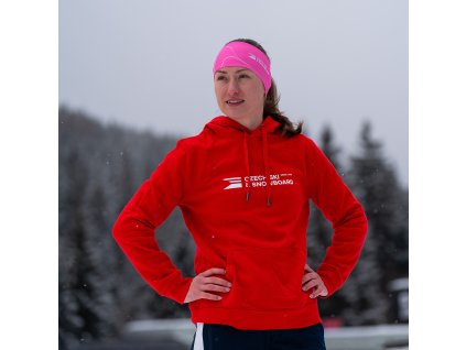 Mikina dámská s kapucí - Logo Czech Ski & Snowboard, červená