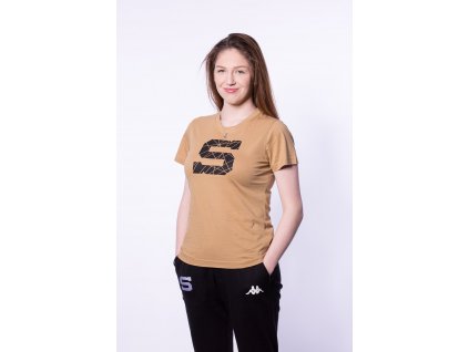 Women's brown t-shirt with S logo