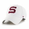 White 47 cap with maroon embroidery