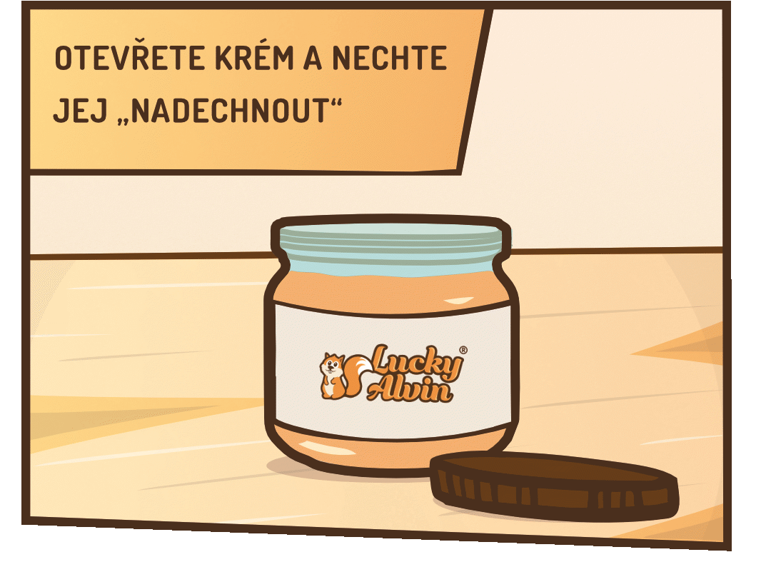 Otevřete krém a nechte jej „nadechnout“