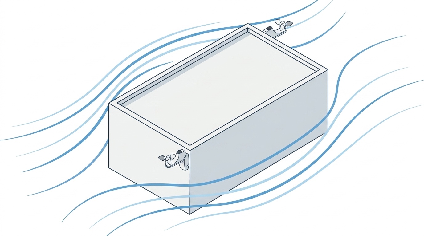 Umiestnenie dvoch senzorov na protiľahlých rohoch budovy s prúdením vetra okolo stavby