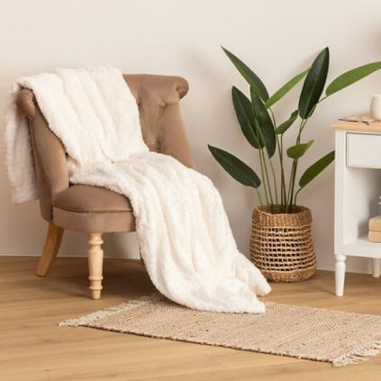 BOUCLE PREHOZ Z UMELEJ KOŽUŠINY (Farba Krémová)