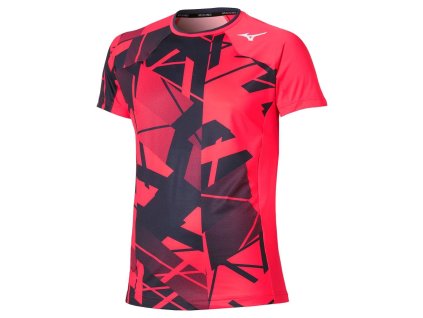 Pánské sportovní tričko Mizuno DB Shadow Graphic SS Tee(M) / Vibrant Red (Velikost L)