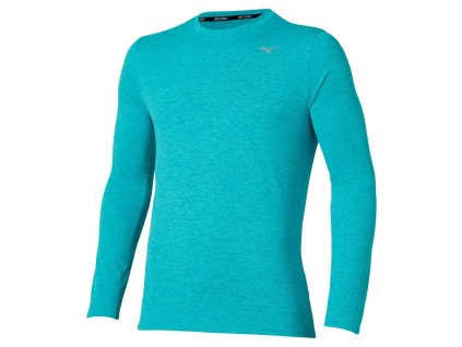 Pánské sportovní tričko Mizuno Core Impulse LS Tee(M) / Capri Breeze (Velikost L)