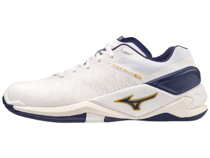 Unisex halová obuv mizuno WAVE STEALTH NEO / White/BRibbon/MP Gold (Velikost 36.5/4.0)