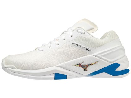 Unisex halová obuv Mizuno WAVE STEALTH NEO / Undyed White / Spellbound / Peace Blue (Velikost 36.5/4.0)