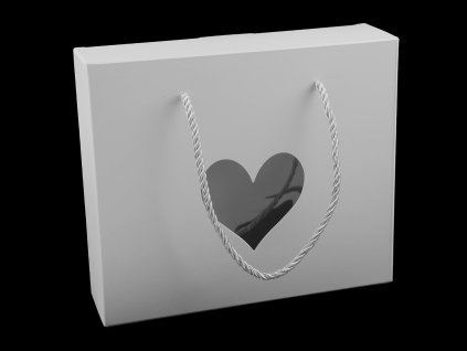 Papírová krabice s průhledem srdce a kroucenou šňůrkou (Balení 3 ks, Varianta bílá)