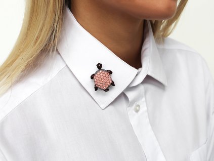 Brož s broušenými kamínky želva (Balení 1 ks, Varianta 1 rose)